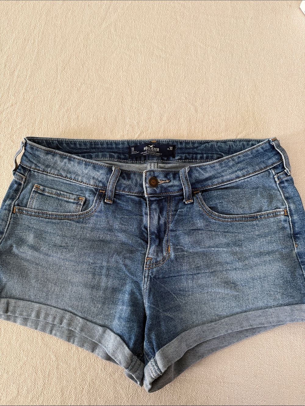 Hollister Light Blue Denim Cuffed Shorts